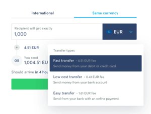 Wise - Commission payout currency EUR